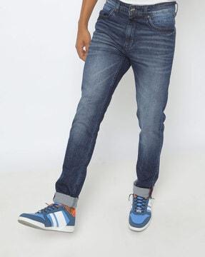 mid-wash slim fit jeans