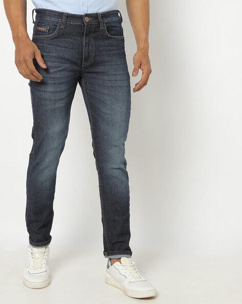 mid-wash slim fit jeans