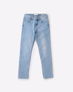 mid-wash slim fit jeans