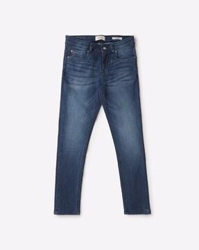 mid-wash slim fit jeans