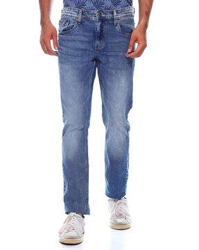 mid-wash slim fit jeans