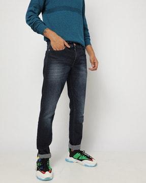 mid-wash slim fit jeans