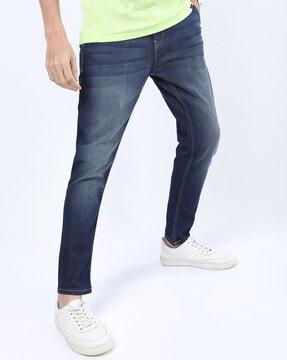 mid-wash slim fit jeans