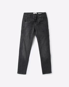 mid-wash slim fit jeans