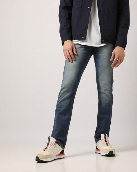 mid-wash slim fit jeans