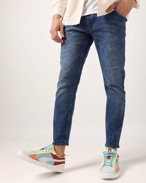 mid-wash slim fit jeans