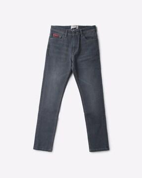 mid-wash slim fit jeans