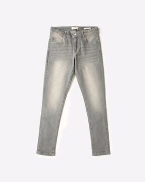 mid-wash slim fit jeans