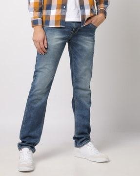 mid-wash slim fit jeans