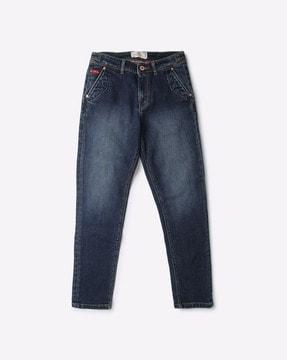 mid-wash slim fit jeans