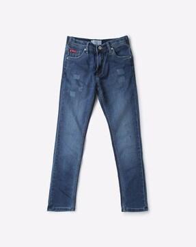 mid-wash slim fit jeans