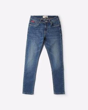 mid-wash slim fit jeans