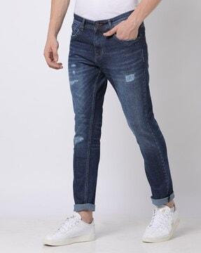 mid-wash slim fit jeans