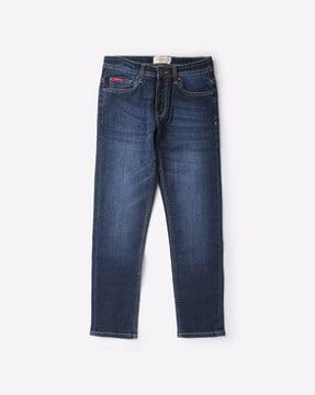 mid-wash slim fit jeans