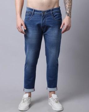 mid-wash slim fit jeans