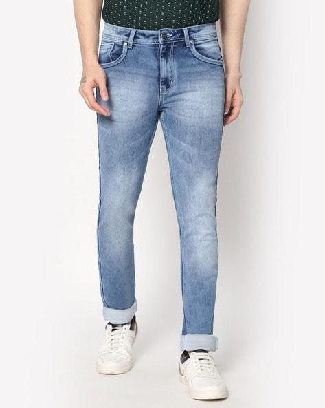 mid-wash slim fit jeans