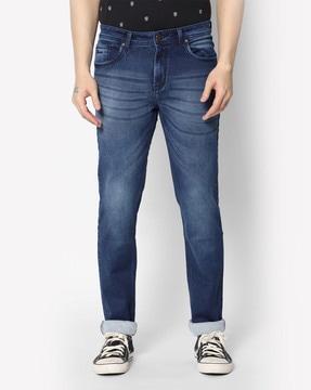 mid-wash slim fit jeans