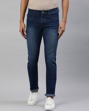 mid-wash slim fit jeans