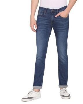 mid-wash slim fit jeans