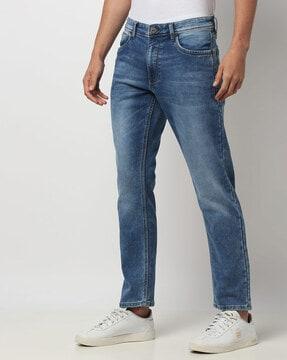 mid-wash slim fit jeans