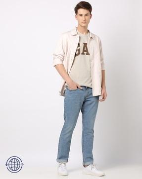 mid-wash slim fit jeans