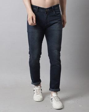 mid-wash slim fit jeans