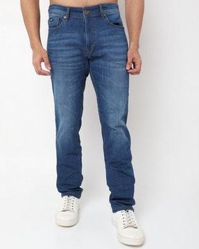 mid-wash slim fit jeans