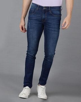 mid-wash slim fit jeans