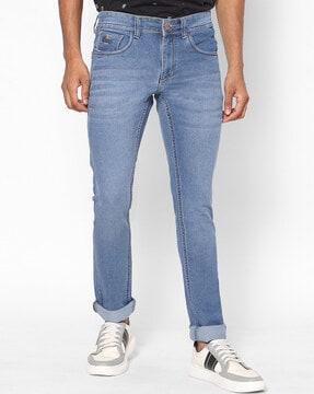 mid-wash slim fit jeans