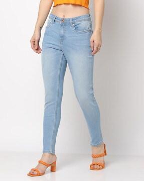 mid-wash slim fit jeans