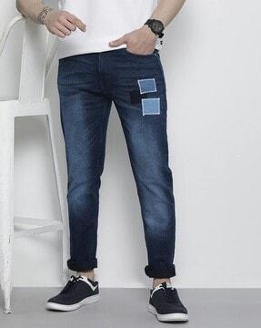 mid-wash slim fit jeans