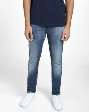 mid-wash slim fit jeans