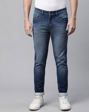 mid-wash slim fit jeans