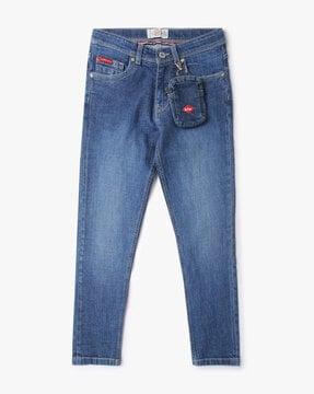 mid-wash slim fit jeans