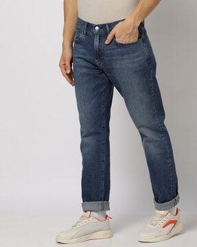 mid-wash slim fit jeans