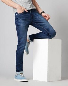 mid-wash slim fit jeans