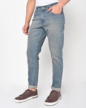 mid-wash slim fit jeans