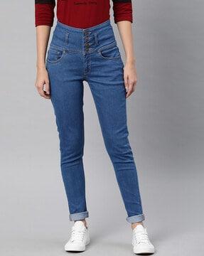 mid-wash slim fit jeans