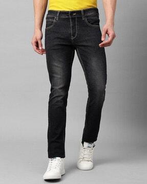 mid-wash slim fit jeans