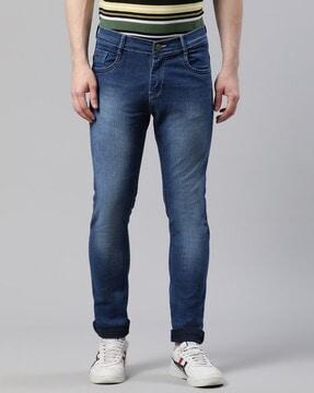 mid-wash slim fit jeans