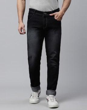 mid-wash slim fit jeans