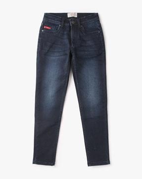 mid-wash slim fit jeans