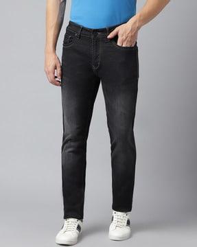 mid-wash slim fit jeans