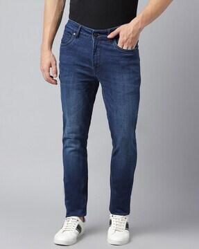 mid-wash slim fit jeans