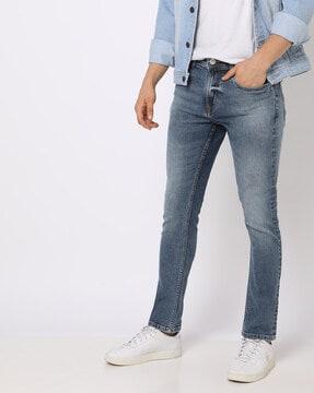 mid-wash slim fit jeans