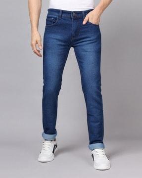 mid-wash slim fit jeans