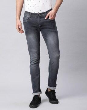 mid-wash slim fit jeans