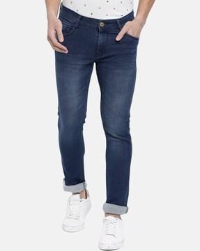 mid-wash slim fit jeans