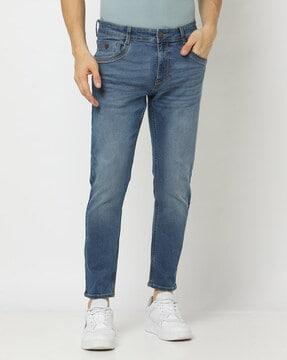 mid-wash slim fit jeans