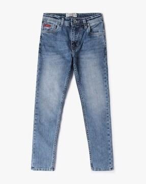 mid-wash slim fit jeans